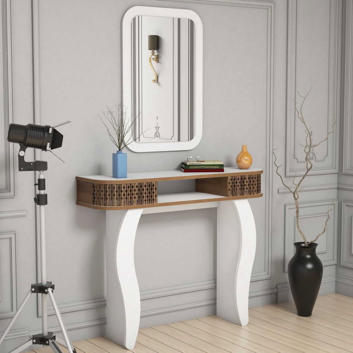 Hanah Home Damla - Aparador Blanco con Espejo